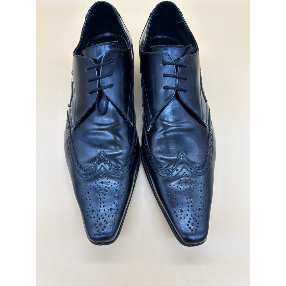 Jeffery West Black Line Pino Pointed Toe Wingtip Derby Brogue Shoes Size 10 Men - Picture 2 of 9